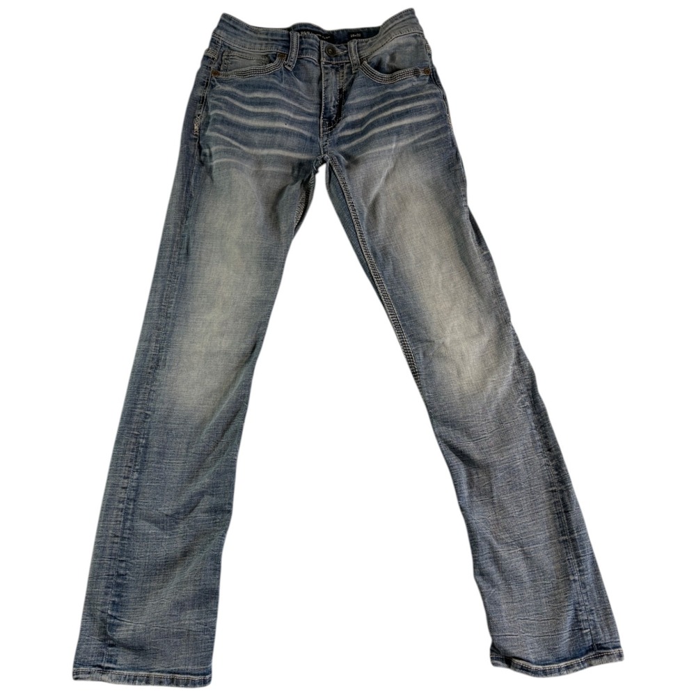 BKE Buckle Jake Straight Leg Jeans Mens 29x32 (28x30) Blue Denim Cotton Stretch